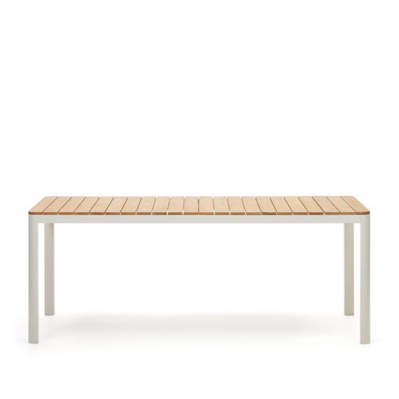 Bona Уличный стол из алюминия в белой отделке и тикового дерева 200 x 100 см