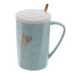 GAEM Кружка с крышкой и ложкой, 400 мл, L11 W8 H12,5 см, 4в.