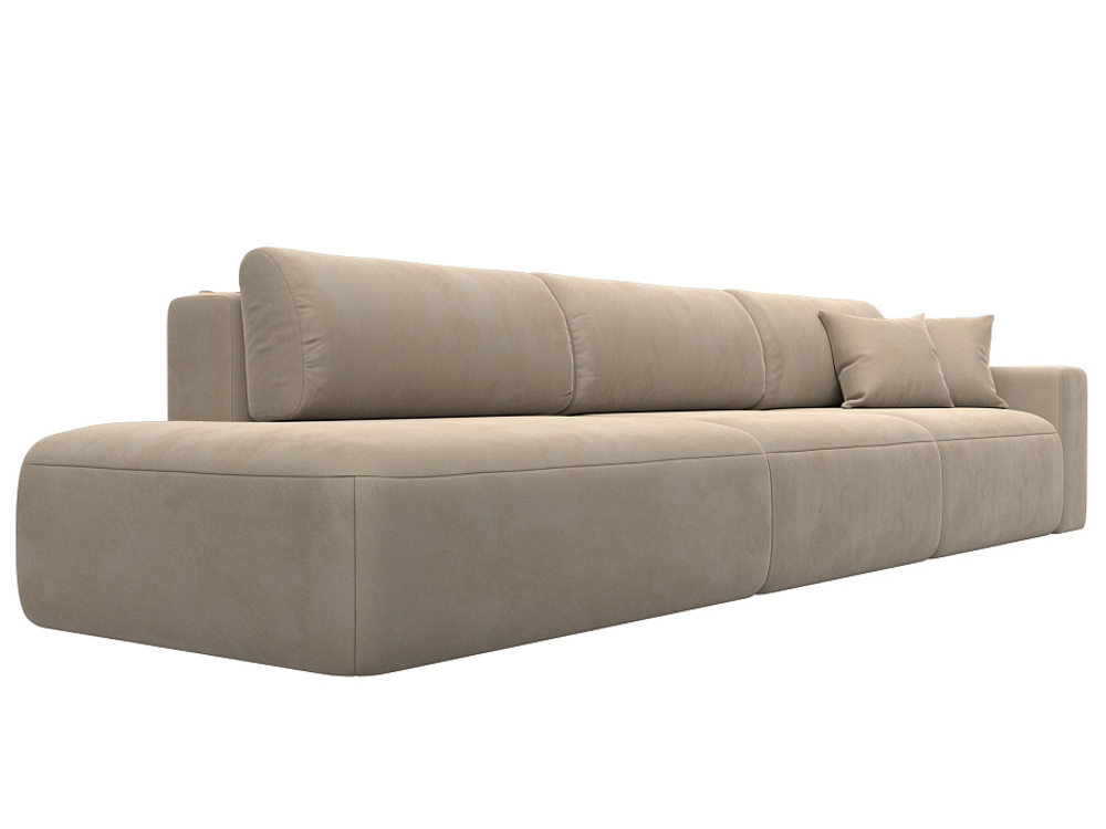 Диван прямой Лига-036 НПБ Модерн Лонг подлокотник справа ВЕЛЮР Бежевый