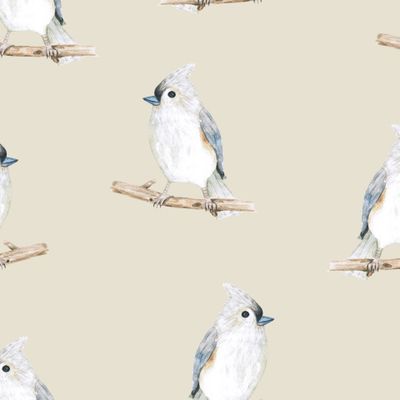 акварельные птички на бежевом