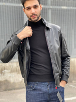 Кожаная куртка со вставками из кожи питона Kiton