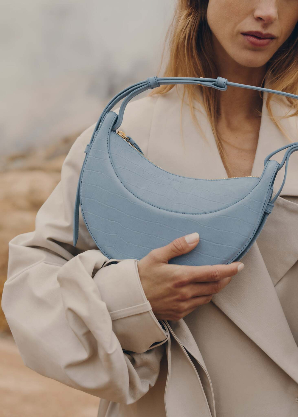 Сумка Polene Numero Dix EDITION CROCODILE NUBUCK POLAR