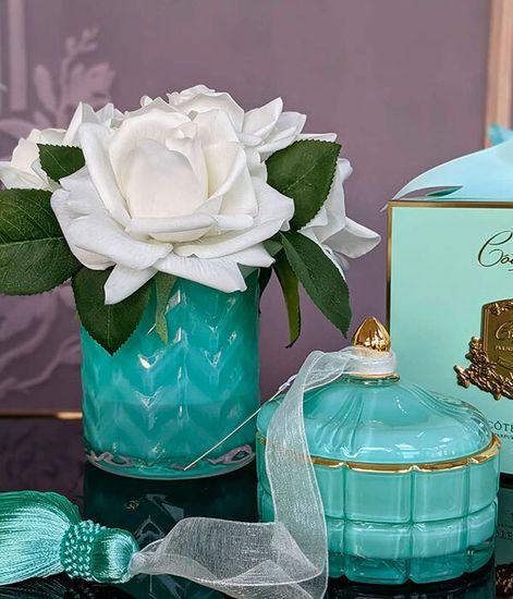 Лайм, бирюзовая свеча Арт-деко с кисточкой, Cote Noire