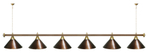 Лампа STARTBILLIARDS 6 пл. (плафоны зеленые,штанга золотая,фурнитура золото)