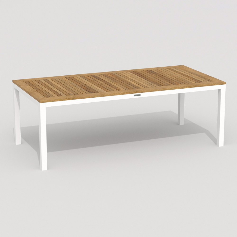 Обеденная группа Ideal Patio ТЕЛЛА ФЕСТА каркас белый, стол тик 220, ткань бежевая