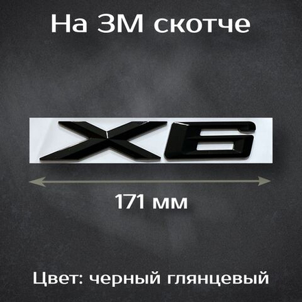 Надпись на багажник X6 BMW черная / Шильдик на багажник X6 БМВ черный