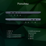 Ноутбук  Digma Pro Pactos 16 ", Ryzen 7, 16 Гб RAM, 512 Гб SSD, Radeon Graphics, Темно-серый