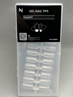 Nail ARCHITECT Гелевые типсы "Квадрат" Для наращивания ногтей, 12 размеров, 240 шт
