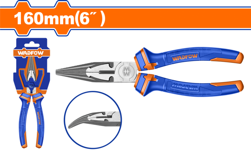 Длинногубцы изогнутые 160 мм (6/36) WADFOW WPL4C06