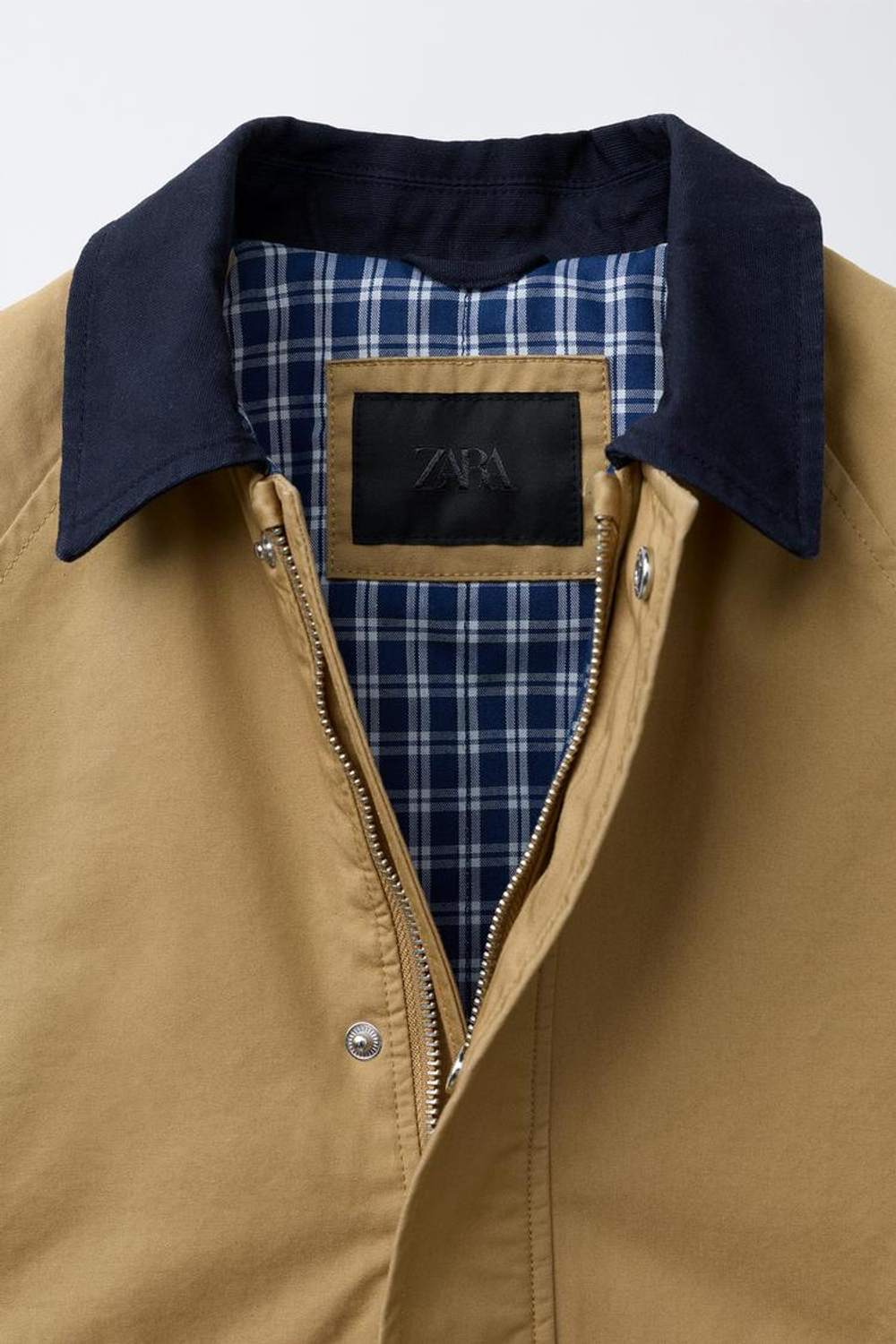ZARA КУРТКА С КОНТРАСТНЫМ ВОРОТНИКОМ, РЫЖЕВАТО-КОРИЧНЕВЫЙ