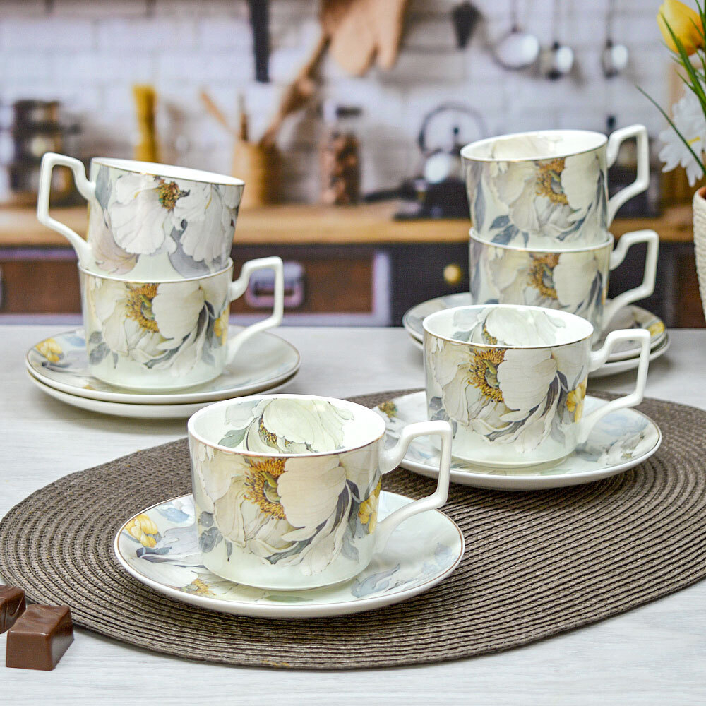 Чайный набор 12 предметов 230мл "Light flower"