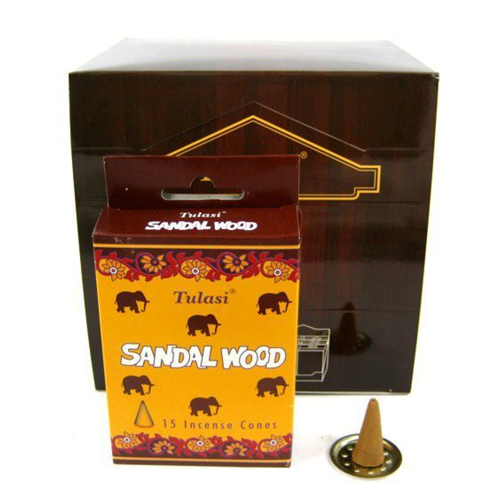 Tulasi Sandalwood Благовоние-конус Сандал (слоны) 15 шт