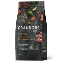 Grandorf fresh dog adult med&maxi duck&sweet potato сухой беззерновой корм с живыми пробиотиками для взрослых собак средних и крупных пород с уткой и бататом - 1 кг