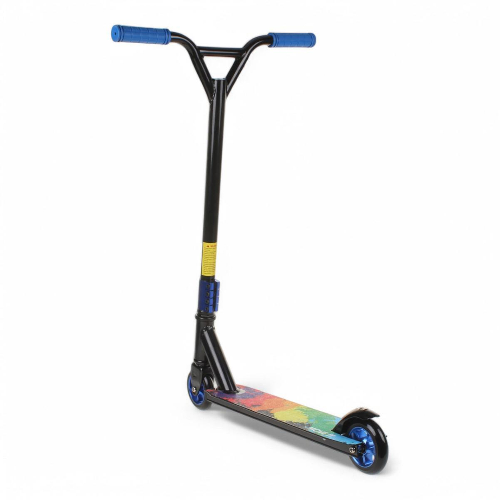 Самокат Алюминий трюковой алюм диски, колеса PU 100, синий, рисунок не микс, с-30834