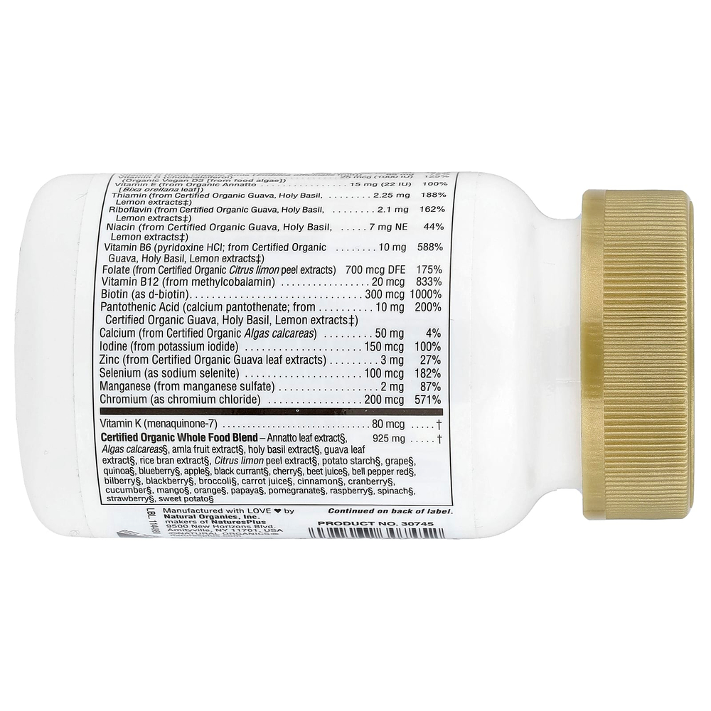 NaturesPlus, Source of Life Garden®, органические мультивитамины для мужчин, одна таблетка в день, без железа, 30 веганских таблеток