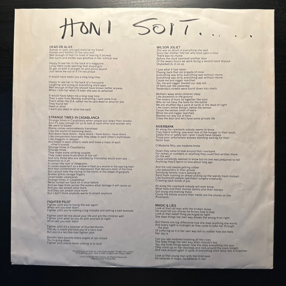 John Cale - Honi Soit (Голландия 1981г.)