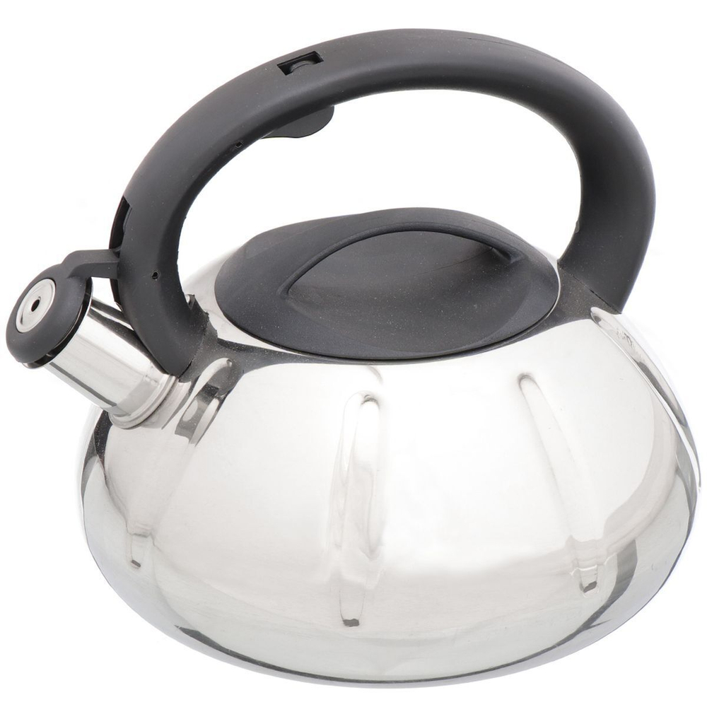 Чайник нерж, 3 л, свист, ручк с силик покр, Daniks, DSC-8796
