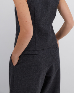 Брюки с защипами из шерсти Диор Кутюр темно-серый