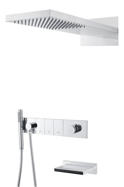 Встроенная душевая система с изливом ZODIAC, трехпозиционная Chrome