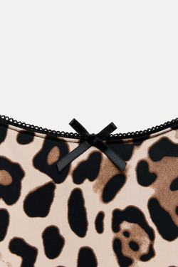 ZARA ТОП ИЗ СМЕСОВОГО ПОЛИАМИДА С БАНТИКОМ, ЛЕОПАРДОВЫЙ