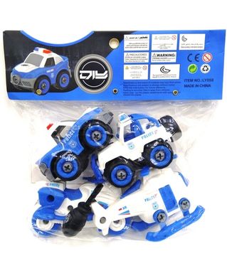 Набор машинок конструктор с отверткой 4в1 в пакете "Полицейская техника"