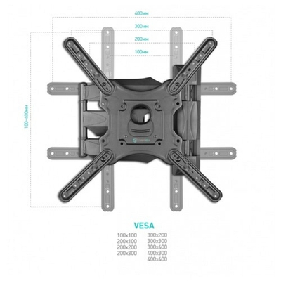 ONKRON M4 чёрный Для телевизоров диагональю 32"-55" Максимальная нагрузка: 35 кг VESA: 100x100, 200x100, 200x200, 200x300, 200x400, 300x200, 300x300, 300x400,  400x200, 400x300, 400x400 мм