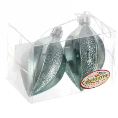 Ёлочные игрушки «Таинственное очарование» Капля 8 см (набор 2шт), темный нефрит