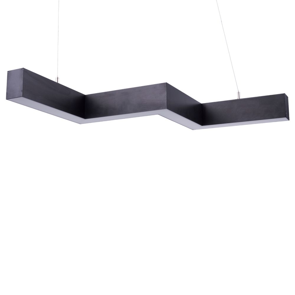 ULO-K19A 28W-4000K-Z30-120 IP40 BLACK Светильник линейный светодиодный подвесной. Зигзагообразный. профиль 50х70мм. Белый свет 4000K. 3000Лм. Алюминий. Цвет черный. TM Uniel