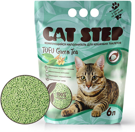 Наполнитель Cat Step 6л Tofu Green Tea комкующийся растительный