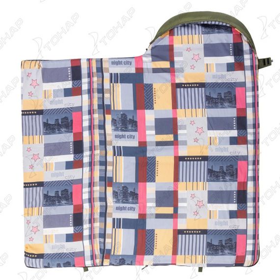 Спальный мешок OLYMPUS Wide Plus 300 (220х106, холлоф., зеленый/город) (T-HS-SB-OWP-300-NC) Helios