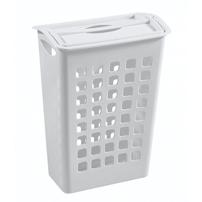 Корзина для белья с поворотной крышкой узкая 430х260х580 мм, 38л (белый)