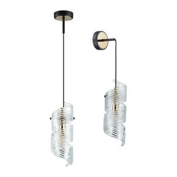 Подвесной светильник 1*E14 5439/1 черный/золото Fusilli Odeon Light Exclusive