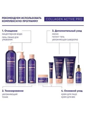 CLAIRE Гель-пенка очищающий Collagen Active Pro 195 мл