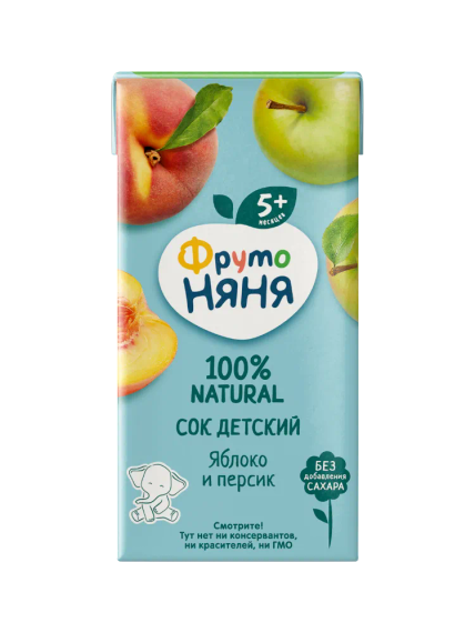 FRUTONANNY. Сок ФрутоНяня яблочно-персиковый 200 мл.