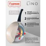 Сковорода литой алюминий, 28 см, антиприг, Гурман, Lino, индукц, ГМ2801ЛИ