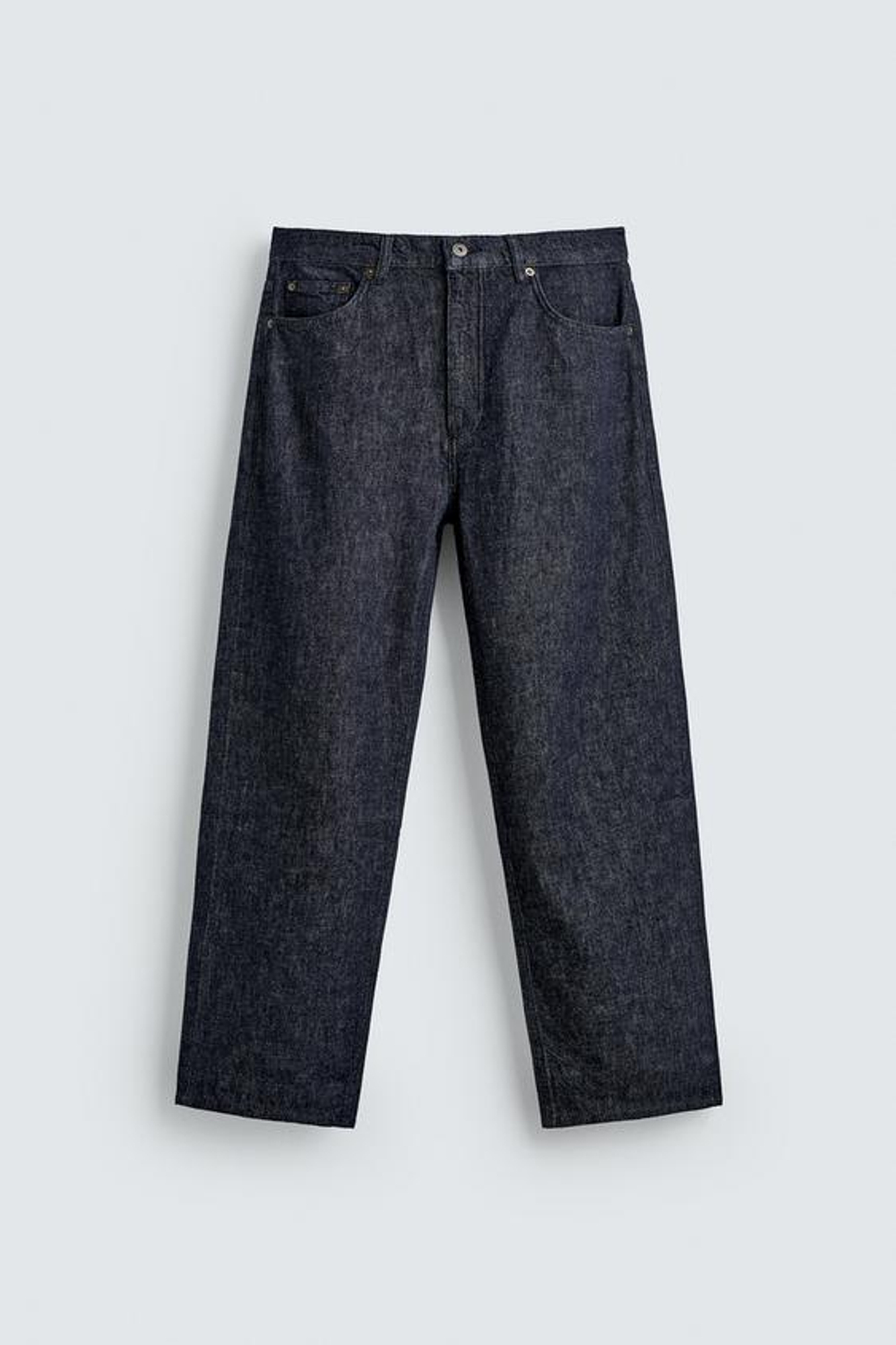 ZARA ДЖИНСЫ STRAIGHT FIT ИЗ ХЛОПКА И КОНОПЛИ, СИНИЙ