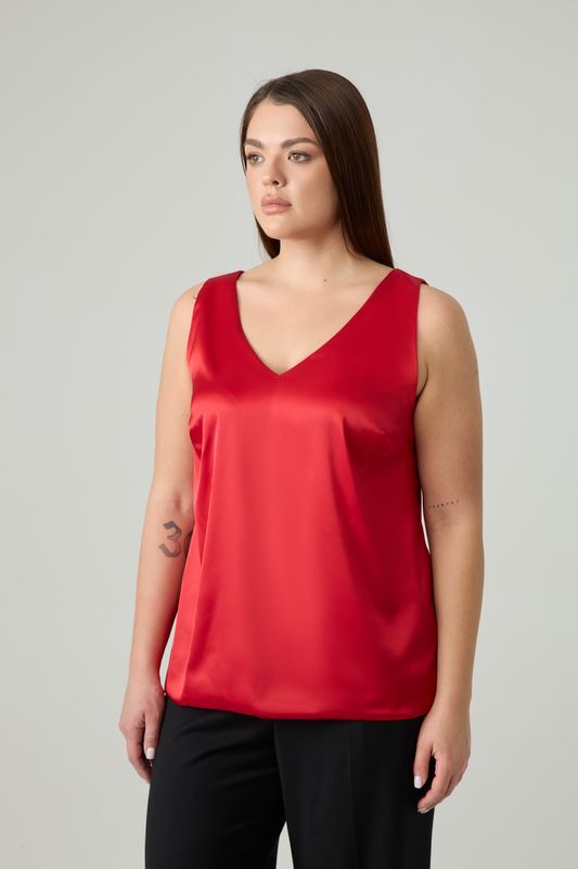 Топ двухслойный на широких бретелях, красный