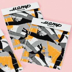 Ткань шелк Армани серо-жёлтая абстракция