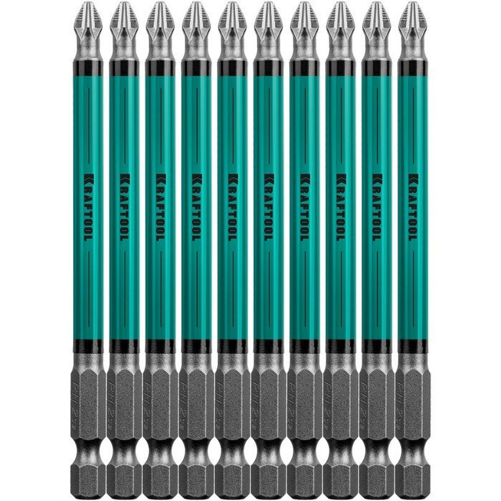 Optimum Line Биты, PH2, 100 мм, тип хвостовика E 1/4", 10 шт в блистере, KRAFTOOL