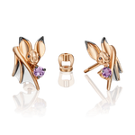 Оригинальные серьги-пусеты из комбинированного золота c аметистом Артикул: 02-4895-00-203-1111