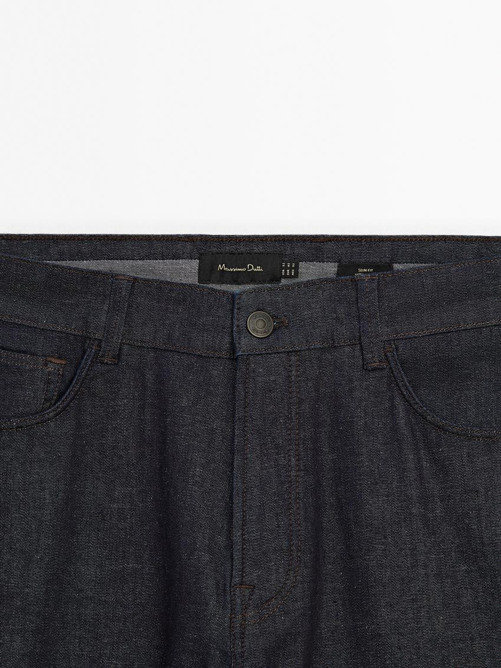 Massimo Dutti Зауженные джинсы с эффектом потертости, индиго