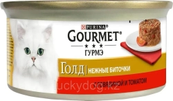 Gourmet Голд, Нежные биточки с говядиной и томатами, 85 гр.