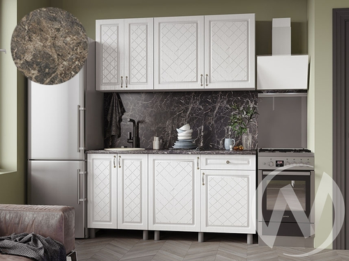 Кухня Вильма 1.6м (корпус белый/арктик; арктик) 38мм королевский опал