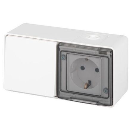 Блок розетка с выключателем Эксперт 11-7501-01 IP55 16А (10AX)-250В ОУ бел. Эра Б0063288