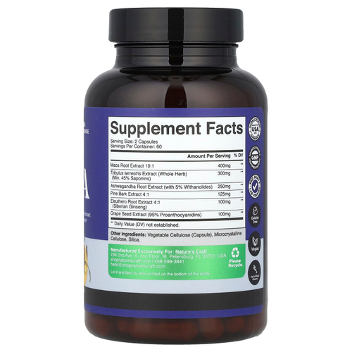 Nature's Craft, Men's Wellness, комплекс из корня маки, 120 капсул