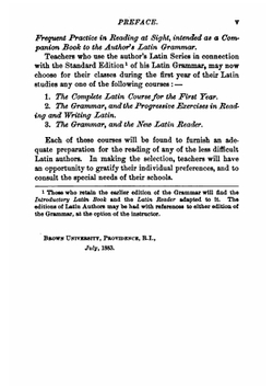 A Complete Latin Course. The First Year, Comprising an Outline of Latin Grammar, and a Series of Progressive Exercises in Reading and Writing Latin, with Frequent Practice in Reading at Sight | Albert Harkness