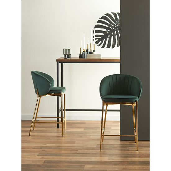 Стул полубарный coral, велюр, темно-зеленый