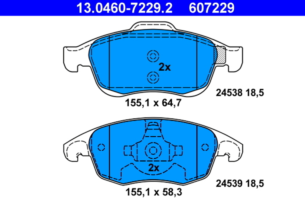 ATE - 13046072292-ATE - Brake Pad Set, disc brake
