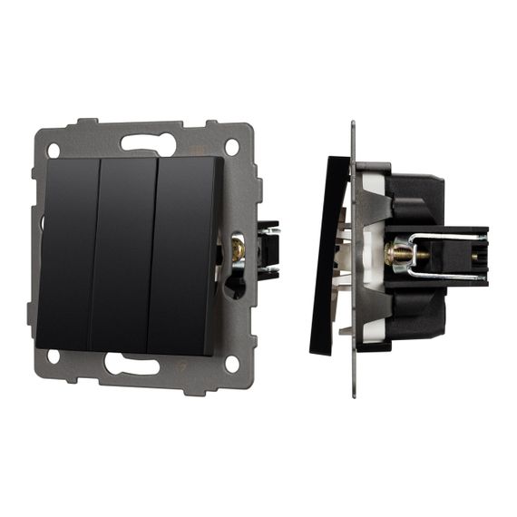 Механизм выключателя трехклавишный непроходной SWT-MK03-PL-BK-V (250V, 10A) Arlight 049897