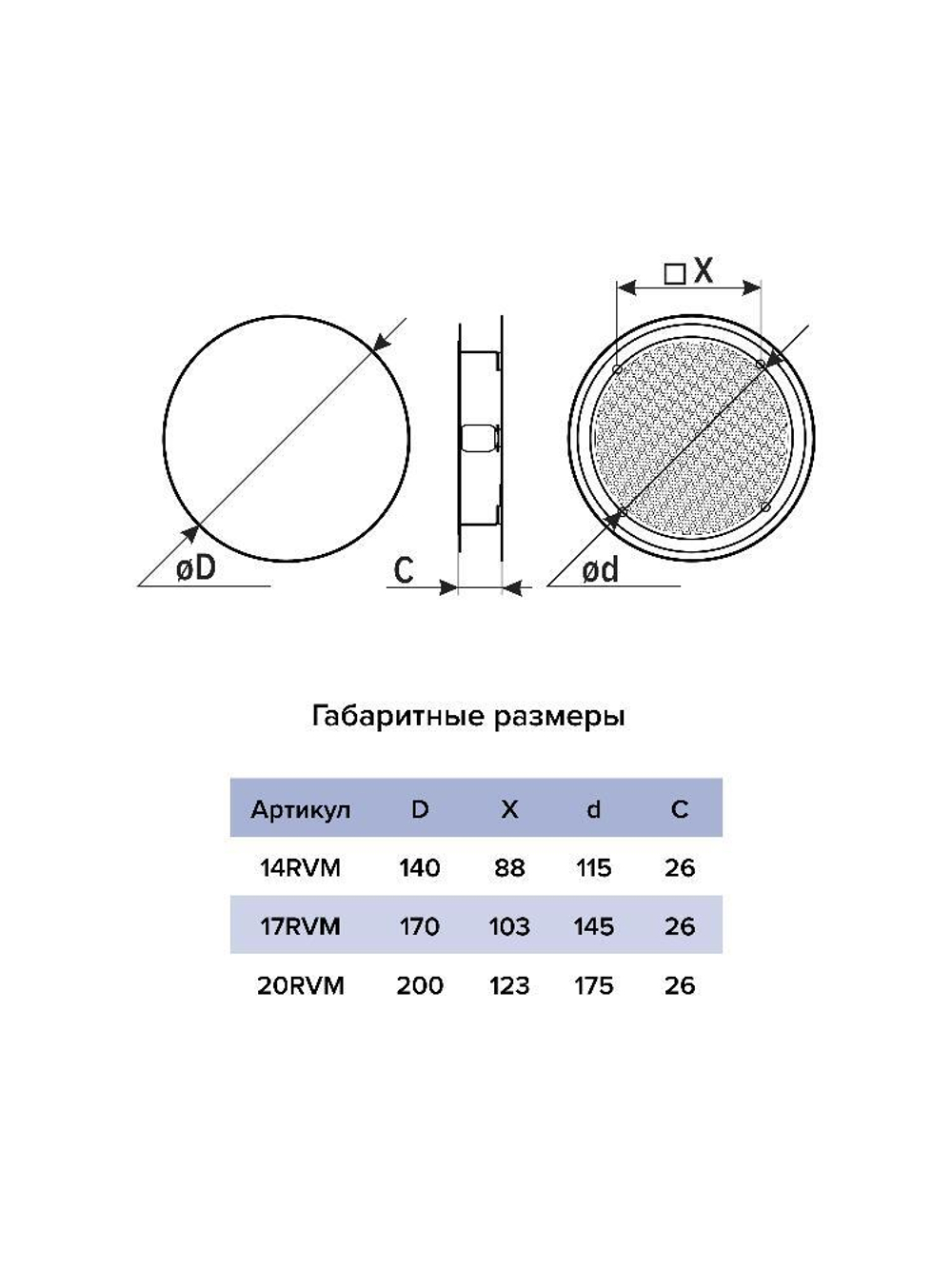 Решетка вентиляционная RVM сетка разъемная на магнитах D200 окраш.сталь Gray ERA